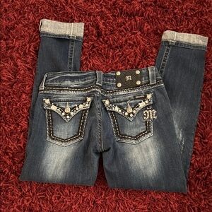 Miss Me Blue Skinny Jeans with Vintage Fade 29 x 31 inseam